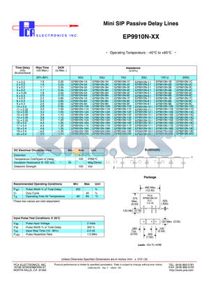 EP9910N-10B datasheet - Mini SIP Passive Delay Lines