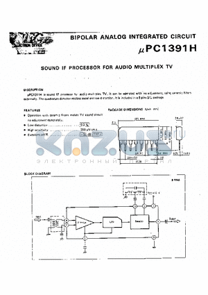 C1391HA datasheet - SOUND IF PROCESSOR FOR AUDIO MULTIPLEX TV