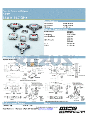 C13Q datasheet - Double Balanced Mixers 13.8 to 14.7 GHz