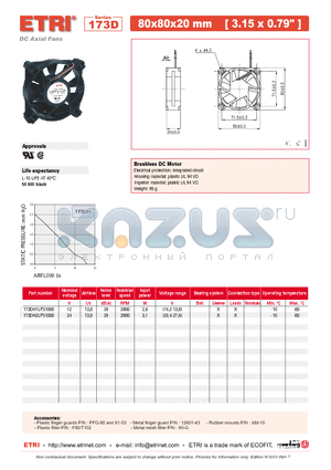 173DH2LP31000 datasheet - DC Axial Fans