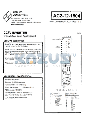 AC2-12-1504 datasheet - CCFL INVERTER