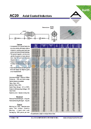 AC20-270K-RC datasheet - Axial Coated Inductors