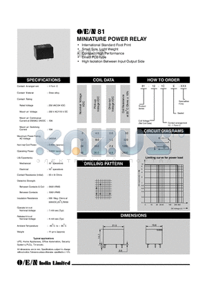 81-12-1CE datasheet - MINIATURE POWER RELAY