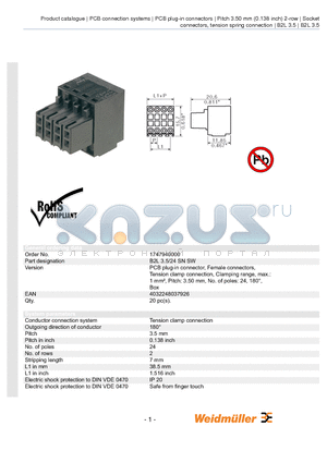 1747940000 datasheet - B2L 3.5/24 SN SW