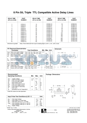 EP9934-100 datasheet - SMD 14-Pin Triple TTL Compatible Active Delay Lines