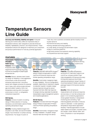 175-103LAE-301 datasheet - Temperature Sensors Line Guide