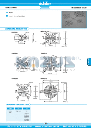 DBFFG40 datasheet - FAN ACCESSORIES METAL FINGER GUARD