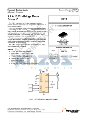 17510 datasheet - 1.2 A 15 V H-Bridge Motor Driver IC