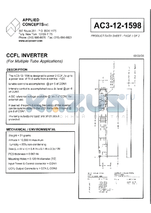 AC3-12-1598 datasheet - CCFL INVERTER