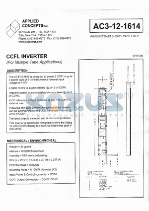 AC3-12-1614 datasheet - CCFL INVERTER