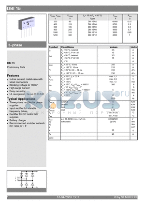 DBI15/08 datasheet - 3~phase