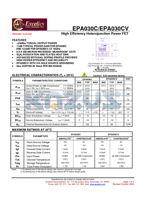 EPA030CV datasheet - High Efficiency Heterojunction Power FET