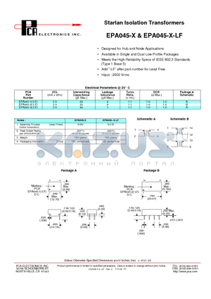 EPA045-1-LF datasheet - Starlan Isolation Transformers