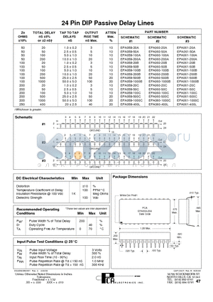 EPA059-1000C datasheet - 24 Pin DIP Passive Delay Lines