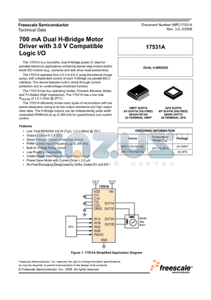 17531A datasheet - 700 mA Dual H-Bridge Motor Driver with 3.0 V Compatible Logic I/O