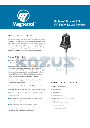 811-1005-E00 datasheet - Kotron^ Model 811 RF Point Level Switch