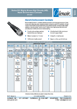 811-007 datasheet - Series 811 Mighty Mouse High Density (HD) Harsh Environment Cordsets