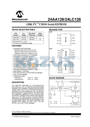 24AA128 datasheet - 128K I 2 C  CMOS Serial EEPROM