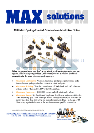 811-22-001-30-000-101 datasheet - Mill-Max Spring-loaded Connectors Minimize Noise