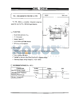 DBL2036 datasheet - PAL/SECAM DETECTOR FOR A VTR