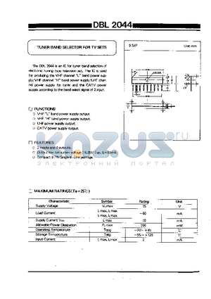 DBL2044 datasheet - TUNER BAND SELECTOR FOR TV SETS