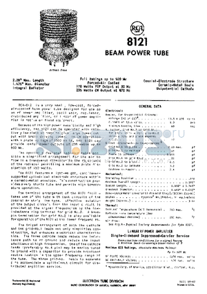 8121 datasheet - BEAM POWER TUBE