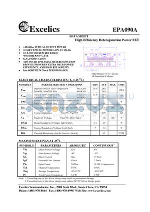 EPA090A datasheet - High Efficiency Heterojunction Power FET