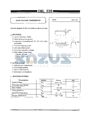 DBL339 datasheet - QUAD VOLTAGE COMPARATOR