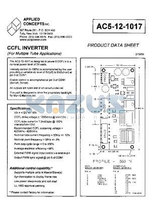 AC5-12-1017 datasheet - CCFL INVERTER