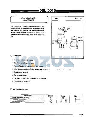 DBL5010 datasheet - TONE RINGER WITH BRIDGE DIODE