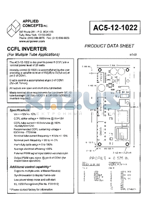 AC5-12-1022 datasheet - CCFL INVERTER