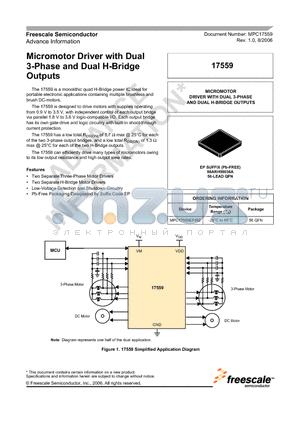 17559 datasheet - Micromotor Driver with Dual 3-Phase and Dual H-Bridge Outputs