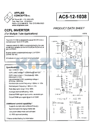 AC5-12-1038 datasheet - CCFL INVERTER