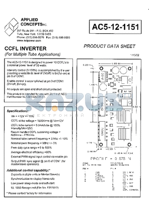 AC5-12-1151 datasheet - CCFL INVERTER