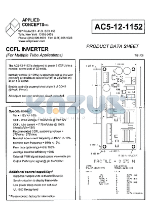 AC5-12-1152 datasheet - CCFL INVERTER