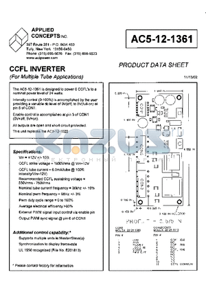 AC5-12-1361 datasheet - CCFL INVERTER
