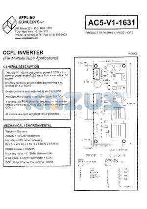 AC5-V1-1631 datasheet - CCFL INVERTER