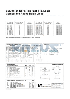 EPA1140F-100 datasheet - SMD 8 Pin DIP 5 Tap Fast-TTL Logic Compatible Active Delay Lines