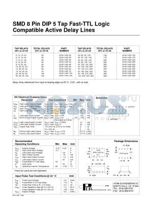 EPA1140F-225 datasheet - SMD 8 Pin DIP 5 Tap Fast-TTL Logic Compatible Active Delay Lines