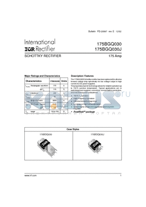 175BGQ030J datasheet - SCHOTTKY RECTIFIER