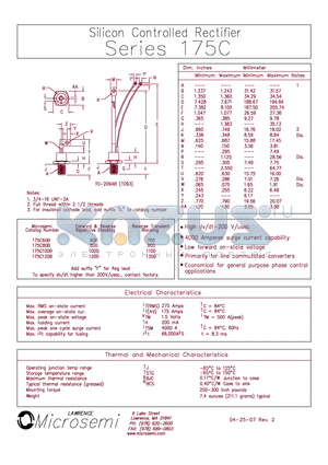 175C100B datasheet - Silicon Controlled Rectifier