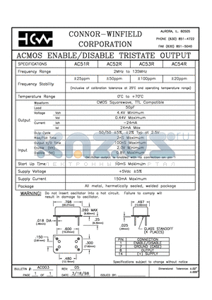 AC54R datasheet - ACMOS ENABLE/DISABLE TRISTATE OUTPUT