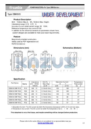 DBM1915NP-R40 datasheet - POWER INDUCTORS <Pin Type: DBM Series>