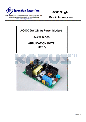 AC60 datasheet - AC-DC Switching Power Module