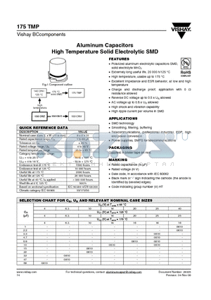 175TMP datasheet - Aluminum Capacitors High Temperature Solid Electrolytic SMD