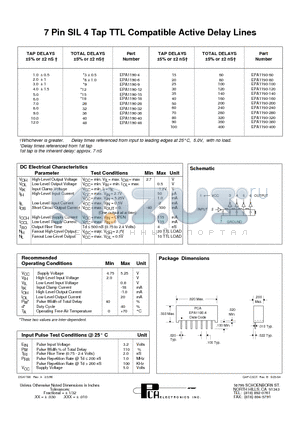 EPA1190-200 datasheet - 7 Pin SIL 4 Tap TTL Compatible Active Delay Lines