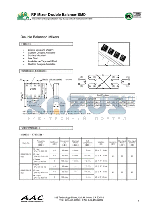 DBM2109-01B datasheet - RF Mixer Double Balance SMD