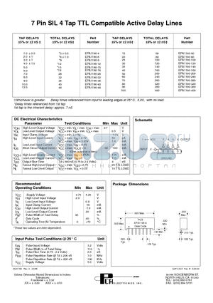 EPA1190-280 datasheet - 7 Pin SIL 4 Tap TTL Compatible Active Delay Lines