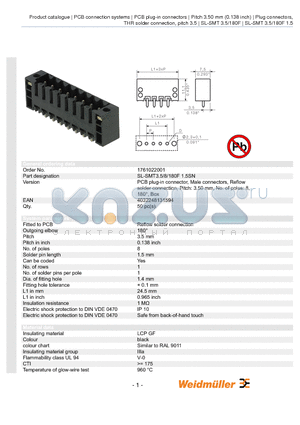 1761022001 datasheet - SL-SMT3.5/8/180F 1.5SN