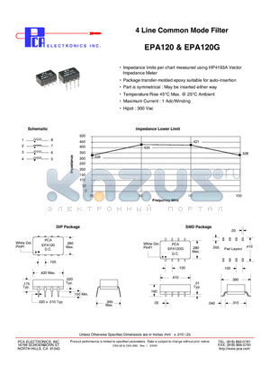 EPA120 datasheet - 4 Line Common Mode Filter